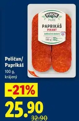 Lidl Poličan/Paprikáš, 100 g nabídka
