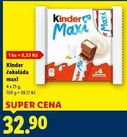 Lidl Kinder čokoláda maxi, 4x 21 g nabídka