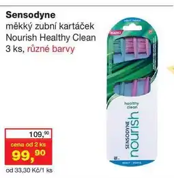 Ráj drogerie Sensodyne měkký zubní kartáček Nourish Healthy Clean 3 ks, různé barvy nabídka