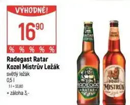 Globus Radegast Ratar Kozel Mistrův Ležák světlý ležák nabídka