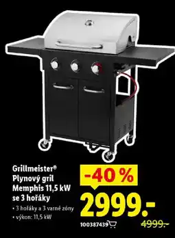 Lidl Grillmeister Plynový gril Memphis 11,5 kW se 3 hořáky nabídka