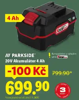 Lidl PARKSIDE 20V Akumulátor 4 Ah nabídka
