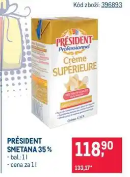 Makro PRÉSIDENT smetana 35 % nabídka