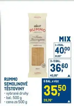Makro Rummo semolinové těstoviny nabídka