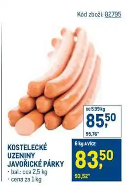 Makro KOSTELECKÉ UZENINY JAVOŘICKÉ PÁRKY nabídka
