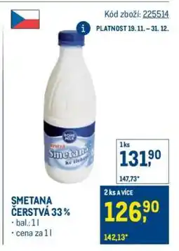 Makro SMETANA ČERSTVÁ 33 % nabídka