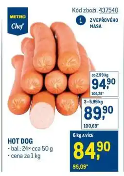 Makro Hot Dog nabídka