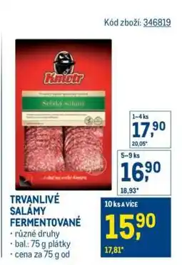 Makro TRVANLIVÉ SALÁMY FERMENTOVANÉ nabídka