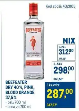 Makro BEEFEATER DRY 40 %, PINK, BLOOD ORANGE 37,5 % nabídka