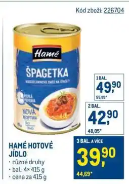 Makro HAMÉ Hotové jídlo nabídka