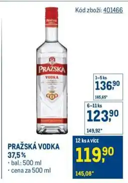 Makro Pražská Vodka 37,5 % nabídka