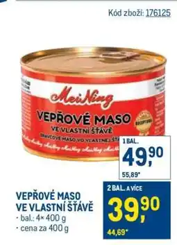 Makro Vepřové maso ve vlastní šťávě nabídka