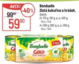 Globus Bonduelle Zlatá kukuřice a hrášek, 3pack nabídka