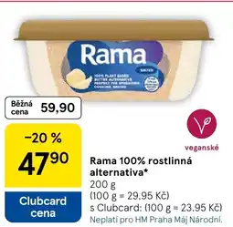 Tesco Rama 100% rostlinná alternativa nabídka