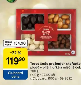 Tesco Tesco Směs pražených skořápkových plodů v bílé, hořké a mléčné čokoládě nabídka