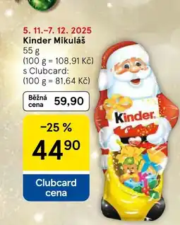 Tesco Kinder Mikuláš nabídka