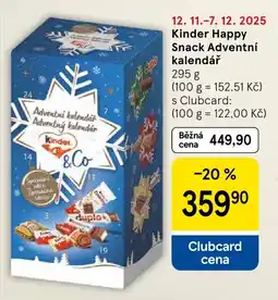 Tesco Kinder Happy Snack Adventní kalendář nabídka