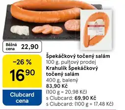 Tesco Špekáčkový točený salám nabídka