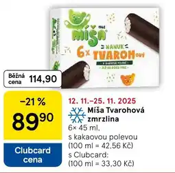 Tesco Míša Tvarohová zmrzlina nabídka