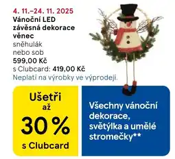 Tesco Vánoční LED závěsná dekorace věnec nabídka