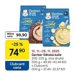 Tesco Gerber Dětská kaše nabídka