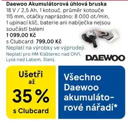 Tesco Daewoo Akumulátorová úhlová bruska nabídka
