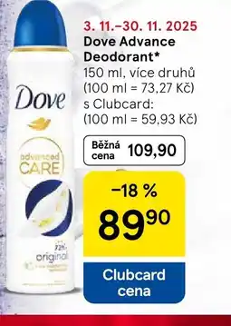 Tesco Dove Advance Deodorant nabídka