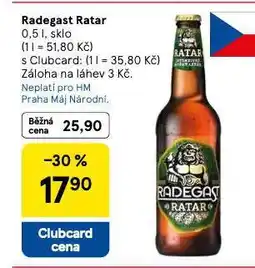 Tesco Pivo radegast ratar nabídka