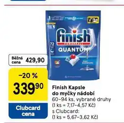 Tesco Finish kapsle do myčky nabídka