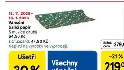 Tesco Vánoční papír balicí nabídka