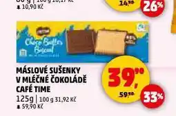 Penny Market Máslové sušenky v mléčné čokoládě café time nabídka