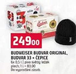 Terno BUDWEISER BUDVAR ORIGINAL, BUDVAR 33+ ČEPICE 6x0,5 l nabídka