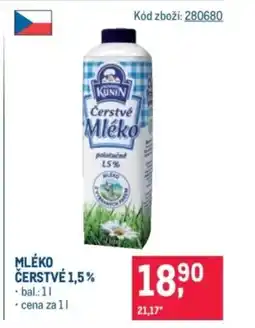 Makro KUNIN Mléko čerstvé 1,5% nabídka