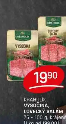 Flop VYSOČINA, LOVECKÝ SALÁM 75 - 100 g, krájené nabídka