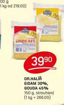 Flop DR.HALÍŘ EIDAM 30%, GOUDA 45% 150 g, strouhaný nabídka