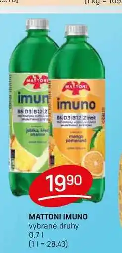 Flop MATTONI IMUNO vybrané druhy 0,7l nabídka