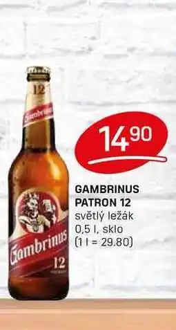 Flop GAMBRINUS PATRON 12 světlý ležák 0,5l nabídka