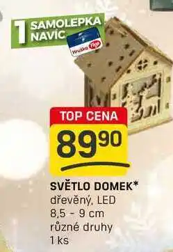 Flop SVĚTLO DOMEK dřevěný, LED 8,5 9 cm různé druhy 1 ks nabídka