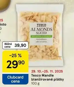 Tesco Tesco Mandle blanšírované plátky, 100 g nabídka