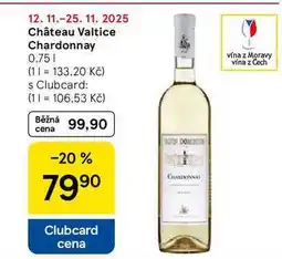 Tesco Château Valtice Chardonnay, 0,75 l nabídka