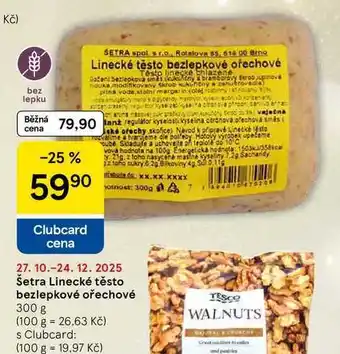 Tesco Šetra Linecké těsto bezlepkové ořechové, 300 g nabídka