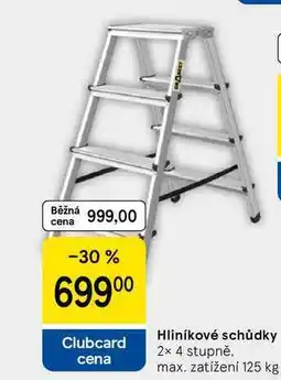 Tesco Hliníkové schůdky, 2× 4 stupně. max. zatížení 125 kg nabídka