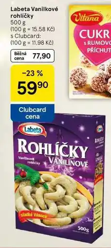 Tesco Labeta Vanilkové rohlíčky, 500 g nabídka