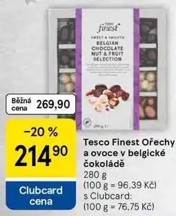 Tesco Tesco Finest Ořechy a ovoce v belgické čokoládě, 280 g nabídka