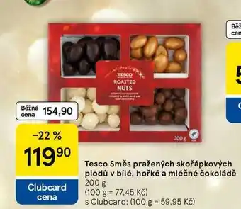 Tesco Tesco Směs pražených skořápkových plodů v bílé, hořké a mléčné čokoládě, 200 g nabídka