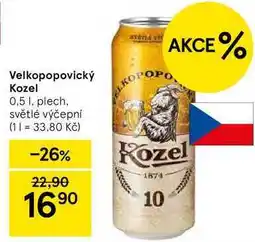 Tesco Velkopopovický Kozel, 0.5 l, plech. světlé výčepní nabídka