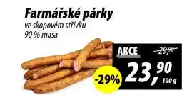 ZEMAN Farmářské párky ve skopovém střívku 90% masa, 100 g nabídka