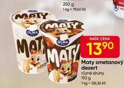 Hruška Olma Maty smetanová přesnídávka s kakaem a oříšky 110g nabídka