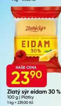 Hruška Zlatý sýr eidam 30% 100 g, Plátky nabídka
