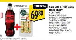 Albert Coca-Cola & Fresh Bistro různé druhy nabídka